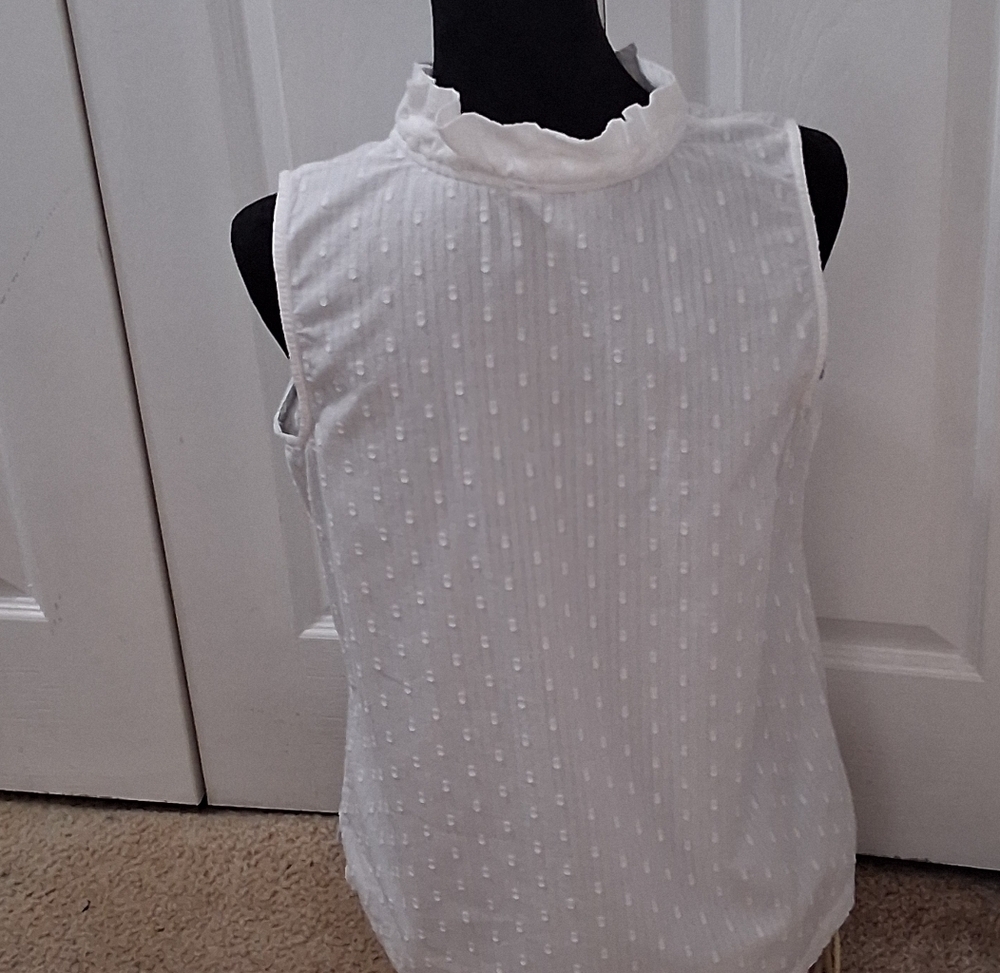 Crown & Ivy Swiss Dot Sleeveless Blouse     Size L - Picture 6 of 14